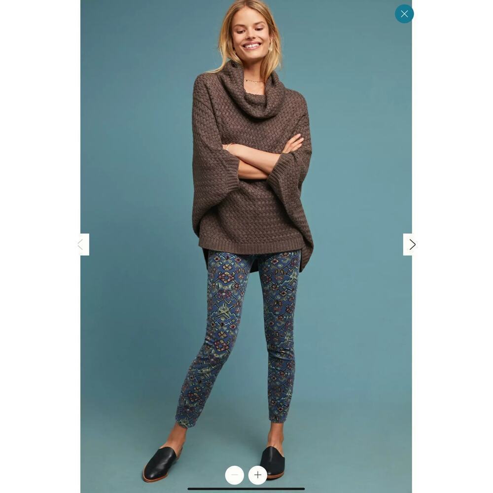 Pilcro High Rise Corduroy Skinny Jeans Size 25 Blue Geometric Tapestry Fall Boho